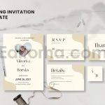 دانلود لایه باز مجموعه کارت دعوت عروسی ساده و مینیمال با قاب عکس عروس و داماد
