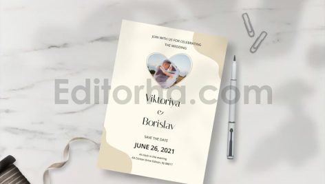 دانلود لایه باز مجموعه کارت دعوت عروسی ساده و مینیمال با قاب عکس عروس و داماد