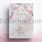 دانلود فایل لایه باز کارت دعوت عروسی بهاری با شکوفه های صورتی
