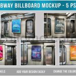 دانلود ۵ فایل موکاپ بیلبورد مترو Subway Billboard Mockup