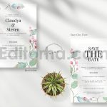 دانلود لایه باز کارت دعوت عروسی گلدار آبرنگی Watercolor Foliage Wedding
