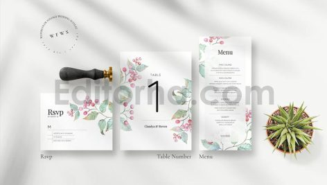 دانلود لایه باز کارت دعوت عروسی گلدار آبرنگی Watercolor Foliage Wedding