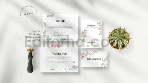 دانلود لایه باز کارت دعوت عروسی گلدار آبرنگی Watercolor Foliage Wedding