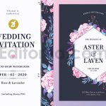 دانلود فایل لایه باز کارت دعوت عروسی گلدار Watercolor Wedding Invitation