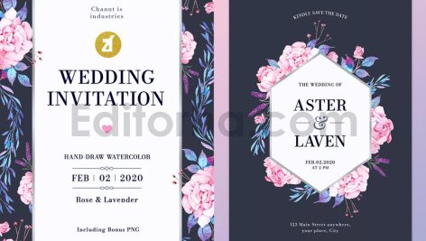 دانلود فایل لایه باز کارت دعوت عروسی گلدار Watercolor Wedding Invitation