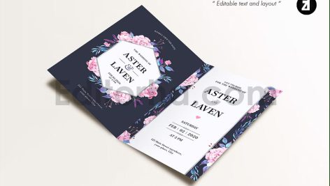 دانلود فایل لایه باز کارت دعوت عروسی گلدار Watercolor Wedding Invitation