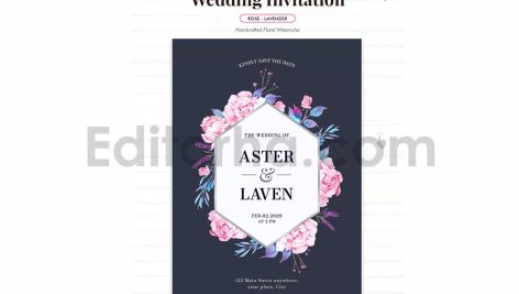 دانلود فایل لایه باز کارت دعوت عروسی گلدار Watercolor Wedding Invitation