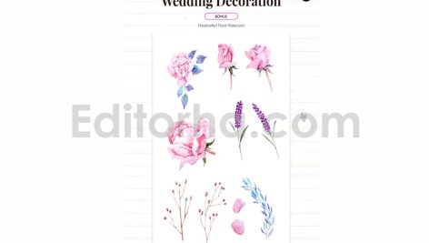 دانلود فایل لایه باز کارت دعوت عروسی گلدار Watercolor Wedding Invitation