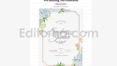 دانلود فایل لایه باز کارت دعوت عروسی آبرنگی Watercolor Wedding Invitation