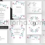 دانلود فایل لایه باز کارت دعوت عروسی گلدار آبرنگی Watercolor Wedding Suite