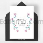 دانلود فایل لایه باز کارت دعوت عروسی گلدار آبرنگی Watercolor Wedding Suite