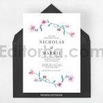 دانلود فایل لایه باز کارت دعوت عروسی گلدار آبرنگی Watercolor Wedding Suite