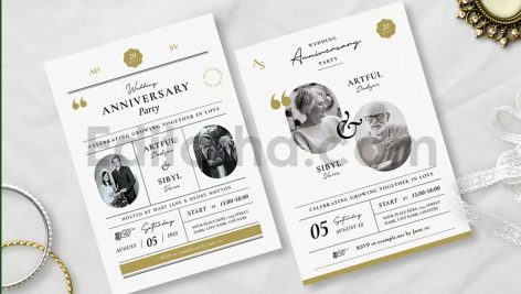 دانلود فایل لایه باز کارت دعوت سالگرد ازدواج Wedding Anniversary Invitation