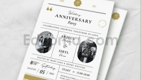 دانلود فایل لایه باز کارت دعوت سالگرد ازدواج Wedding Anniversary Invitation
