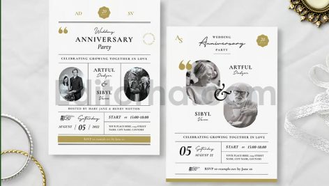 دانلود فایل لایه باز کارت دعوت سالگرد ازدواج Wedding Anniversary Invitation