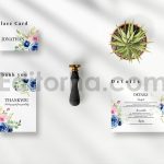 دانلود لایه باز کارت دعوت عروسی با گل آبرنگی نیلی Indigo Watercolor Wedding