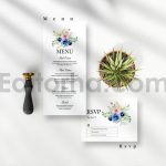 دانلود لایه باز کارت دعوت عروسی با گل آبرنگی نیلی Indigo Watercolor Wedding