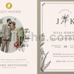 دانلود فایل لایه باز کارت دعوت عروسی سبک قدیمی با گل زنبق Wedding Invitation