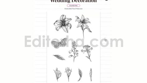 دانلود فایل لایه باز کارت دعوت عروسی سبک قدیمی با گل زنبق Wedding Invitation