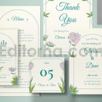 دانلود فایل لایه باز کارت دعوت عروسی با طرح نقاشی گل Wedding Invitation Set