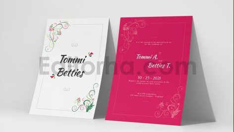 دانلود فایل لایه باز کارت دعوت عروسی ساده حاشیه دار لاکچری Wedding Invitation