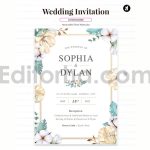 دانلود فایل لایه باز کارت دعوت عروسی گلدار آبرنگی Wedding Invitation
