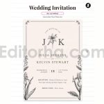 دانلود فایل لایه باز کارت دعوت عروسی سبک قدیمی با گل زنبق Wedding Invitation