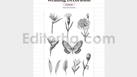 دانلود فایل لایه باز کارت دعوت عروسی سبک قدیمی Wedding Invitation