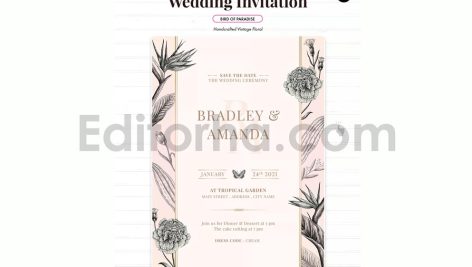 دانلود فایل لایه باز کارت دعوت عروسی سبک قدیمی Wedding Invitation