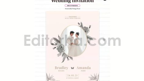 دانلود فایل لایه باز کارت دعوت عروسی سبک قدیمی Wedding Invitation