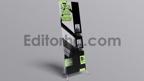 دانلود موکاپ استند تبلیغاتی ایستاده X Banner Mockup