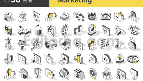 دانلود مجموعه 50 عددی آیکون ایزومتریک بازاریابی Marketing Isometric Icons
