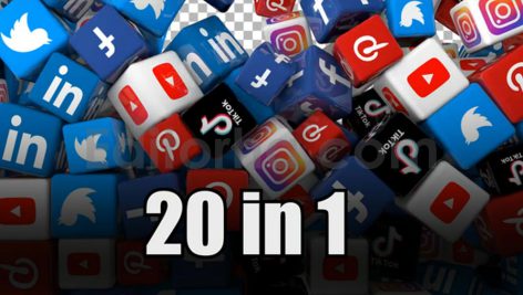 دانلود پروژه افترافکت: ترانزیشن آیکون شبکه های اجتماعی Social Media Icons