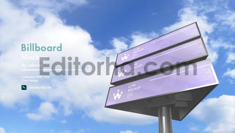موکاپ بیلبورد سه وجهی خیابانی Billboard Mockup 1
