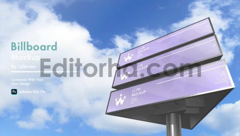 موکاپ بیلبورد سه وجهی خیابانی Billboard Mockup 2