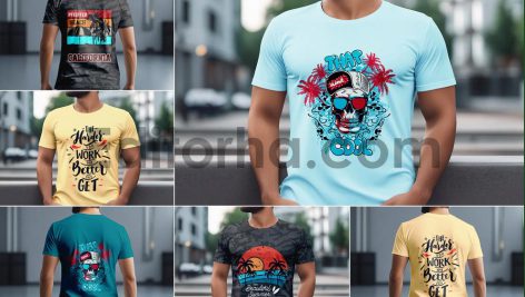 موکاپ جلو و پشت تی‌شرت T-shirt Mockup Front and Back