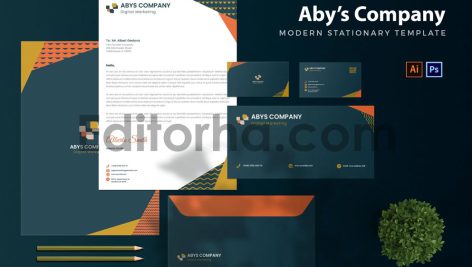 موکاپ پاکت نامه Aby's Company - Stationary1