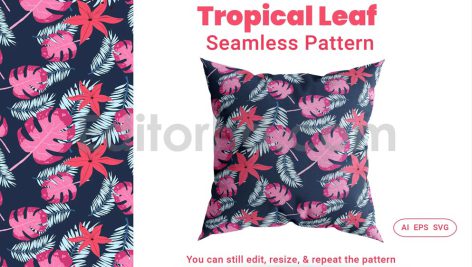 دانلود فایل لایه باز پترن طرح برگ های استوایی Seamless Pattern Tropical Leaf