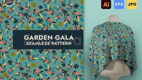 دانلود فایل لایه باز پترن برگ و گل زیبا بدون درز Seamless Vector Pattern