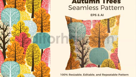 دانلود فایل لایه باز پترن درختان پاییزی بدون درز Autumn Trees Pattern