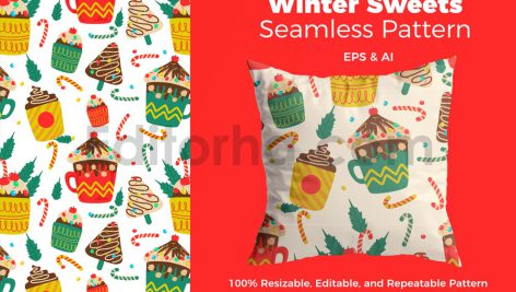 دانلود فایل لایه باز پترن شیرینی کریسمس Christmas Sweets Pattern