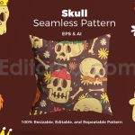 دانلود فایل لایه باز پترن طرح جمجمه بدون درز Skull Pattern