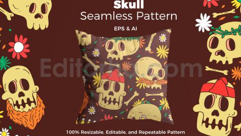 دانلود فایل لایه باز پترن طرح جمجمه بدون درز Skull Pattern