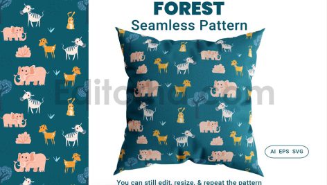 دانلود فایل لایه باز پترن طرح جنگلی بدون درز Seamless Pattern Forest