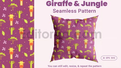 دانلود فایل لایه باز پترن طرح جنگلی بدون درز Seamless Pattern Jungle