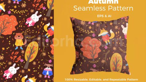 دانلود فایل لایه باز پترن طرح حیوانات پاییزی Autumn Animasl Pattern