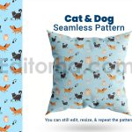 دانلود فایل لایه باز پترن طرح سگ و گربه Seamless Pattern Cat Dog Animal