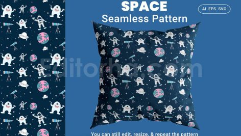 دانلود فایل لایه باز پترن طرح فضا بدون درز Seamless Pattern Space