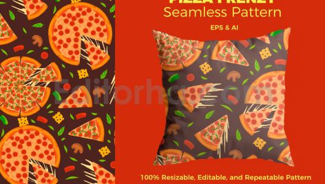 دانلود فایل لایه باز پترن طرح پیتزا بدون درز Pizza Frenzy Pattern