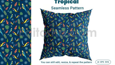دانلود فایل لایه باز پترن گرمسیری بدون درز Seamless Pattern Tropical